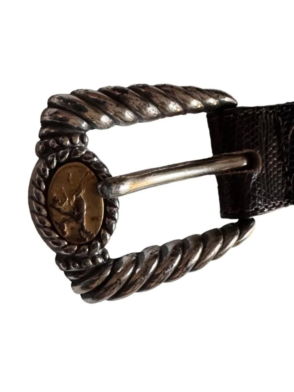 Brighton Brown Leather Belt Museum Collection M 37809 Sphinx Pegasus Vintage 90s - Picture 2 of 16